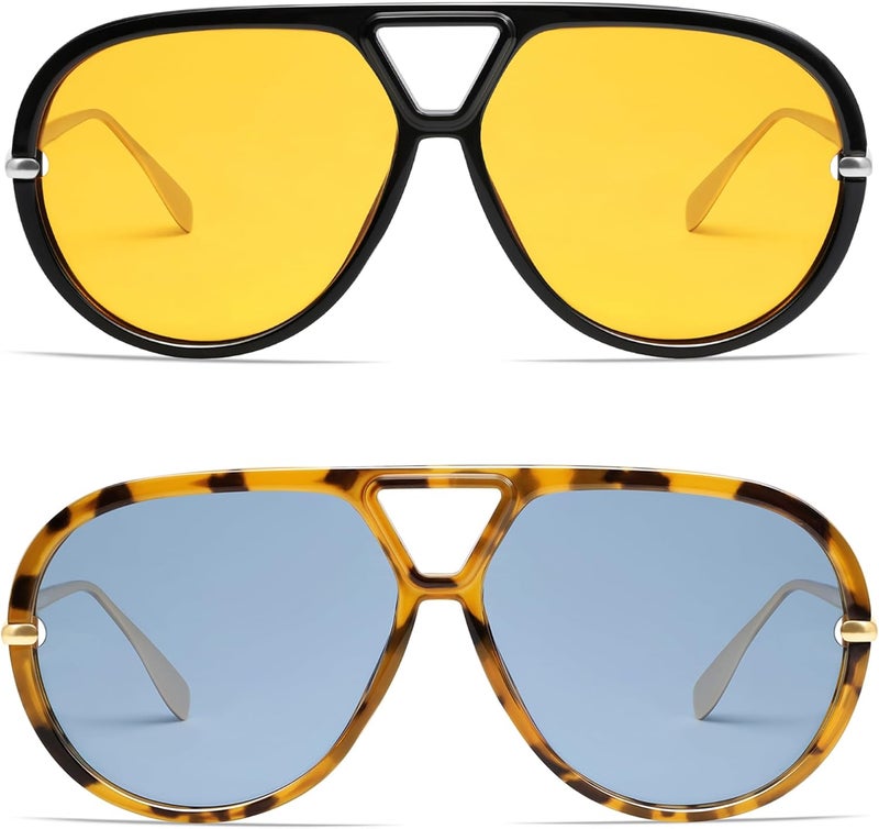 VANLINKER Oversized Trendy Polarized Aviator Sunglasses for Women Men Retro Round Sunglasses Vintage Shield Shades VL9798 - Image 1